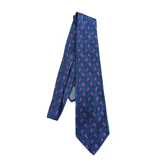 GIORGIO ARMANI CRAVATTE ITALY MEN'S LUXURY SILK NECK TIE GEOMETRIC Designer - Picture 1 of 4